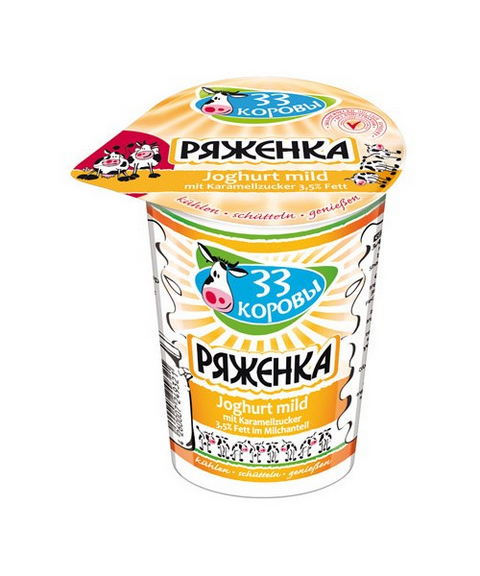 33 Korowy Rjazhenka 3,5% Fett i.Tr. 500ml - 33 коровы Ряженка 500мл 3,5% жирн 