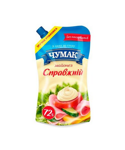 Chumak Mayonnaise Nastoyaschchij 72%DP 300g - Майонез Настоящий 300г 72%жирн. Чумак