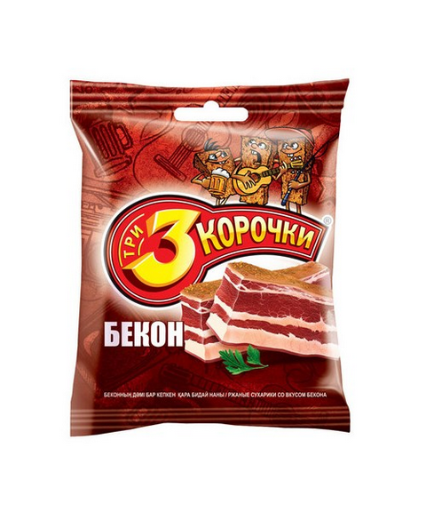 3 Korochki Bacon 40g - Сухарики со вкусом бекона 40г 3 Korochki