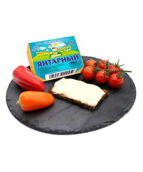 Burjonka Schmelzkaese Jantarnij/Sahne 50%Fett i.Tr.100g - Сырок плавлен.Янтарный/Сливочн.50%100г Бурёнка