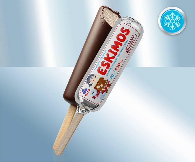 Ice cream in cocoa glaze, 70g/Пломбир Эскимо в шоколадной глазури (на сливках) "БЕЛОЕ ЗОЛОТО", 70g