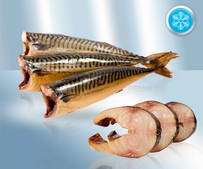 Mackerel cold smoked, headless, deep frozen, ~4kg/Скумбрия холодного копчения без головы, замороженная (350-400г), ~4kg
