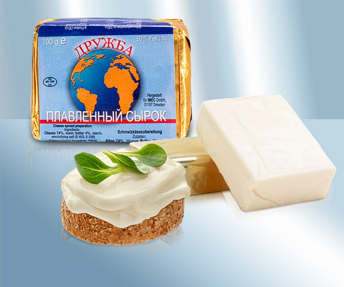Melted cheese "Drushba", 50% fat in dry matter, 100g/Сырок плавленный "Дружба", 50% жир., 100г