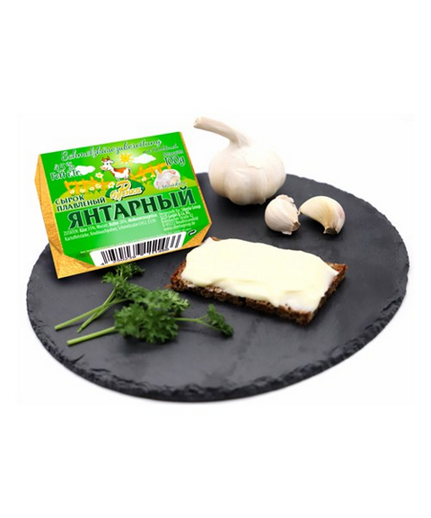 Burjonka Schmelzkaese Jantarnij/Knoblauch 45% i.Tr.100g - Сырок плавлен.Янтарный/с чесноком 45%100г Бурёнка