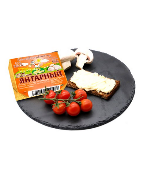 Burjonka Schmelzkaese Jantarnij/Champign. 45% i.Tr.100g - Сырок плавлен.Янтарный/с шамппиньонами 45%100г Бурёнка