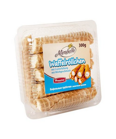 Mirabella Waffelroellchen m.Milchecremefuellung 300g - Вафельные трубочки с молочным кремом 300г Mirabella