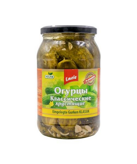 Emelja Gurken Klassik leichtgesalz.900ml Ulan U - Огурцы Классические хрустящие 900мл Emelja