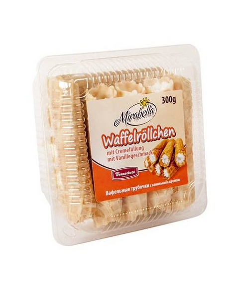 Mirabella Waffelroellchen m.Vanillecremefuellung 300g - Вафельные трубочки с ванил.кремом 300г Mirabella