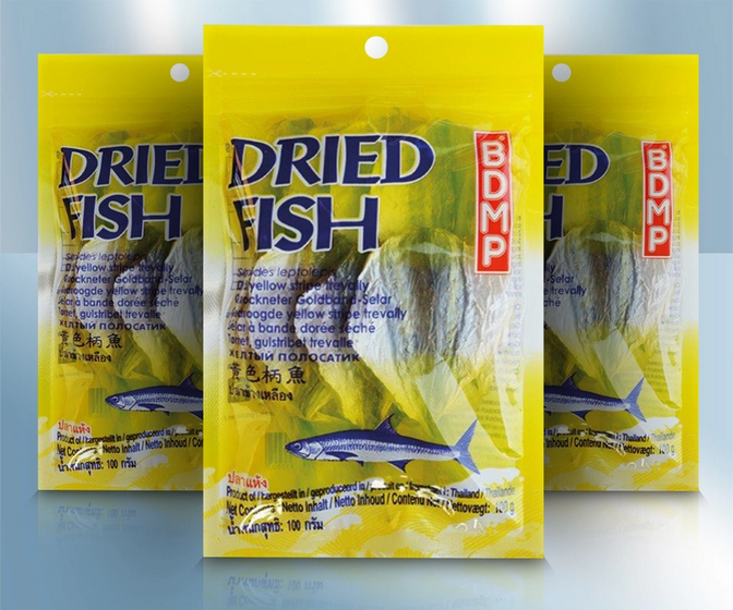 Yellowstripe scad (Selaroides leptolepis), dried, salted, 100g/Сушеная рыба жёлтый полосатик, 100g