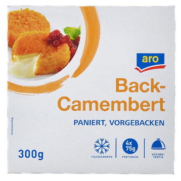 aro Back Camembert tiefgefroren,vorgebacken, paniert, 4 Stück à 75 g 300 g Packung