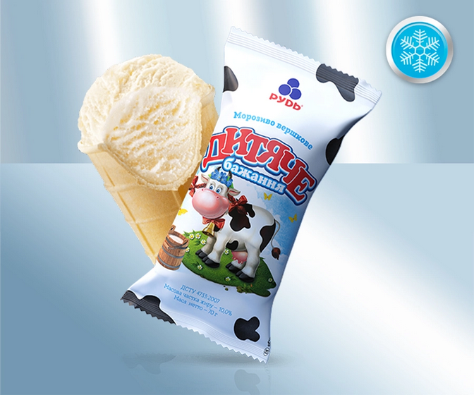 Ice cream with vanilla flavour in a waffle cup, 70g Мороженое "Детское желание", 70g