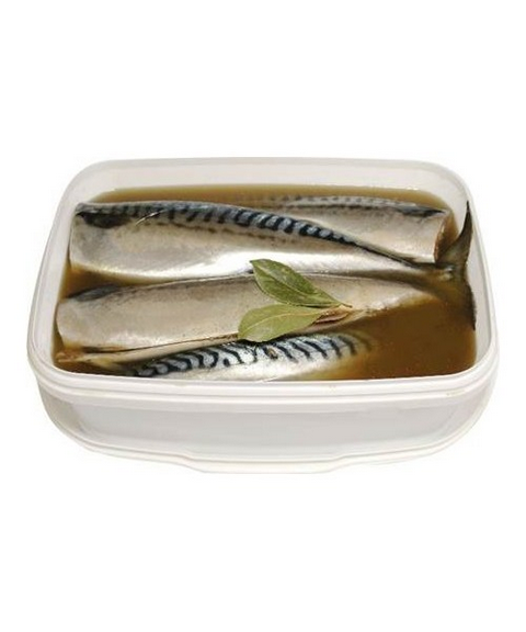 Gewuerzmakrele 2,5kg ausgen.o.Kopf Pl.Eimer - Скумбрия в маринаде, потрош, без головы 2,5кг Ведро