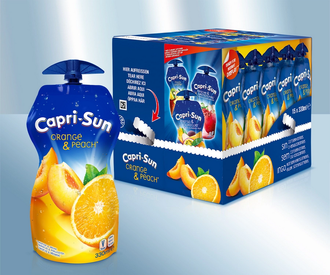 Drink "Capri-Sun", orange and peach, 330ml/Напиток "Capri-Sun", апельсин и персик, 330мл