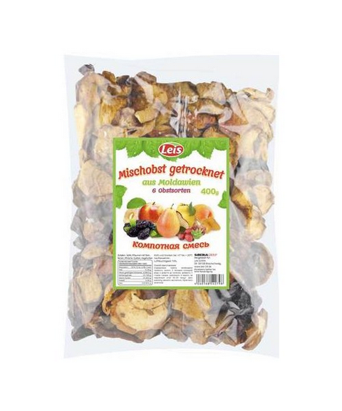 Mischobst getrocknet 6 Obstsorten Moldawien 400g 1/6 Leis - Компотная смесь сушёная 6 сортов 400г 1/6 Leis