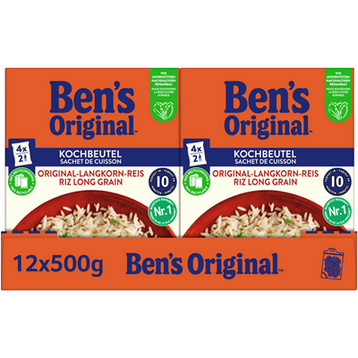 Ben's Original Langkorn-Reis Kochbeutel - 12 x 500 g Karton