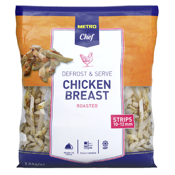 METRO Chef Hähnchenbrust Streifen 10 -12 mm, tiefgefroren, Ofen gebräunt, IQF, Halal - 2,5 kg Beutel