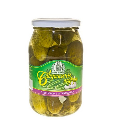Omas Gurken mit Knoblauch 900ml - Огурцы Бабушкины чесночные 900мл 