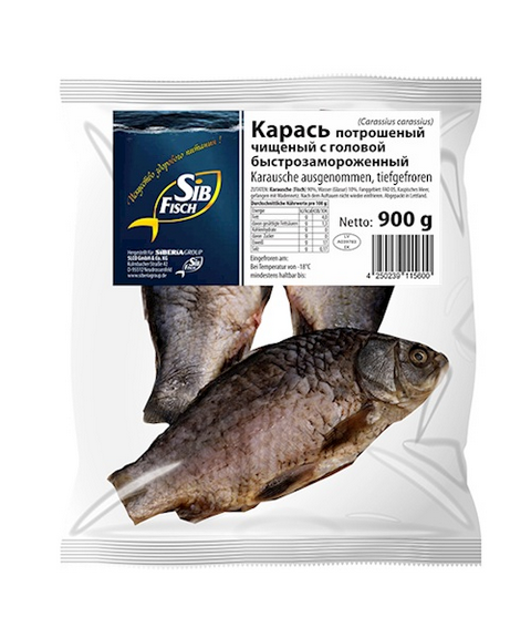 SibFisch Karausche ausgen.m.Kopf 800g TG - Kарась потрошеный чищенный с головой 800г замор.SibFisch
